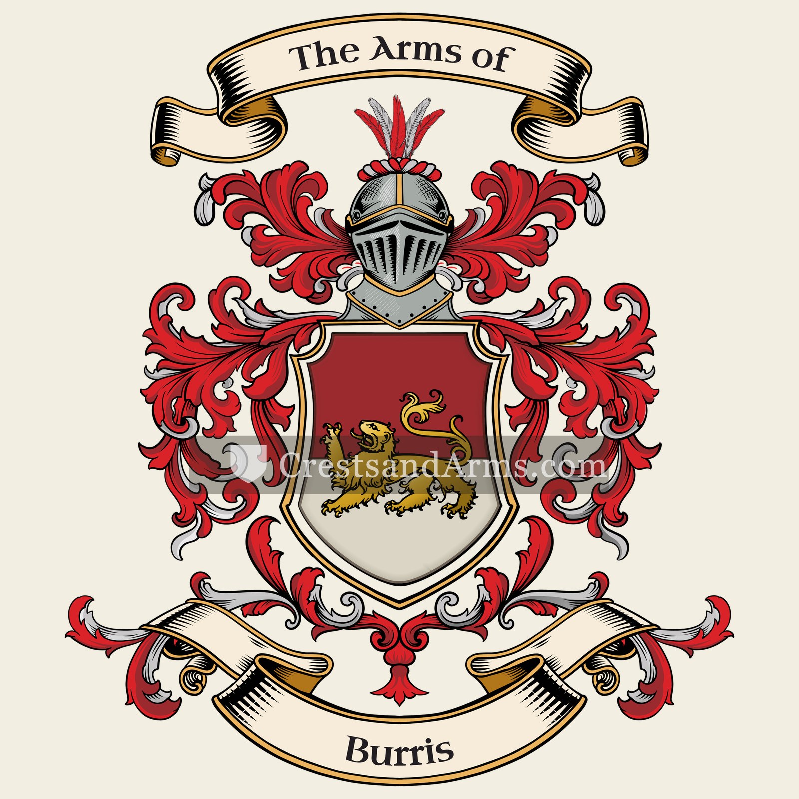The Burris coat of arms, drawn from the recorded blazon