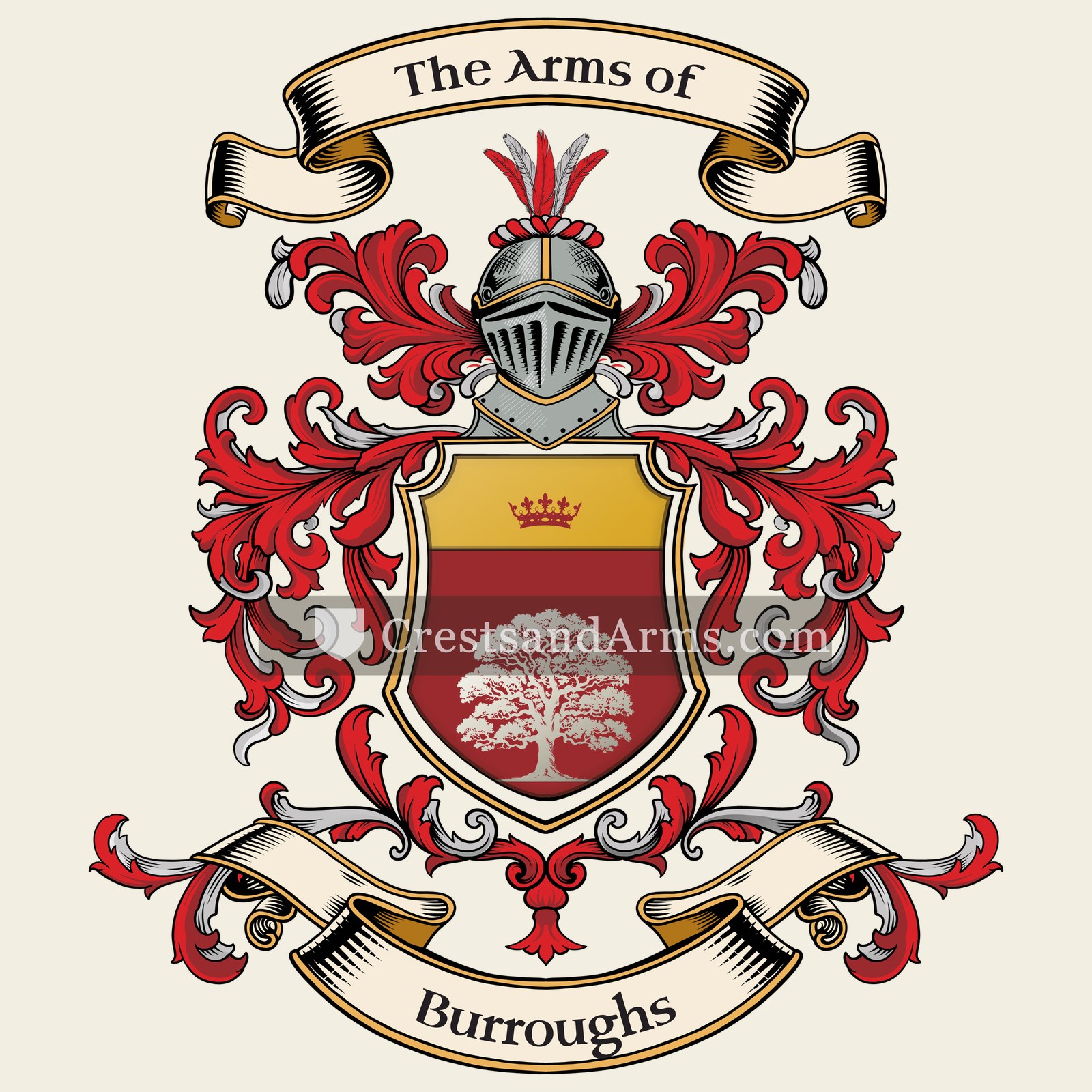 The Burroughs coat of arms, drawn from the recorded blazon