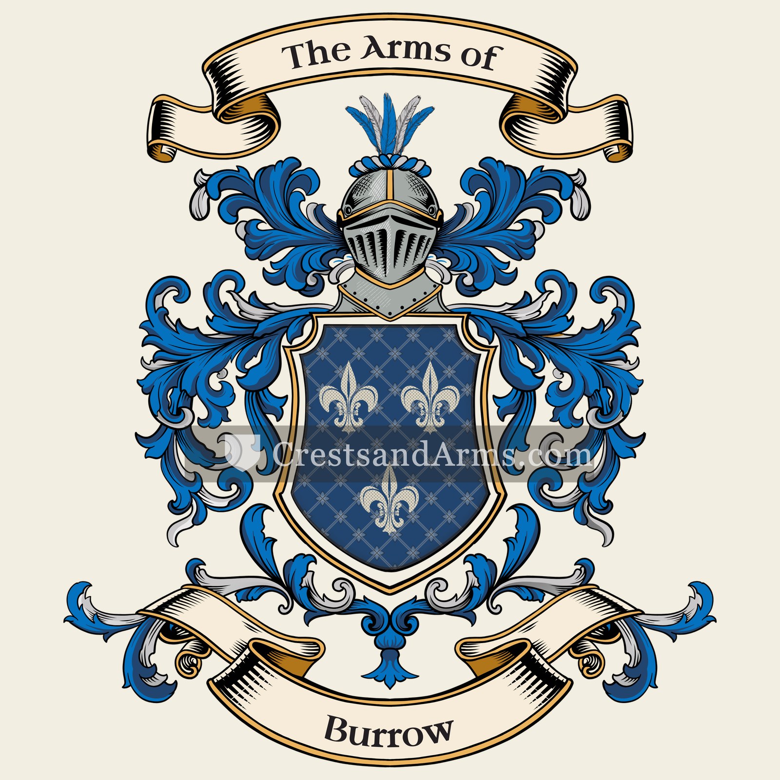 The Burrow coat of arms, drawn from the recorded blazon