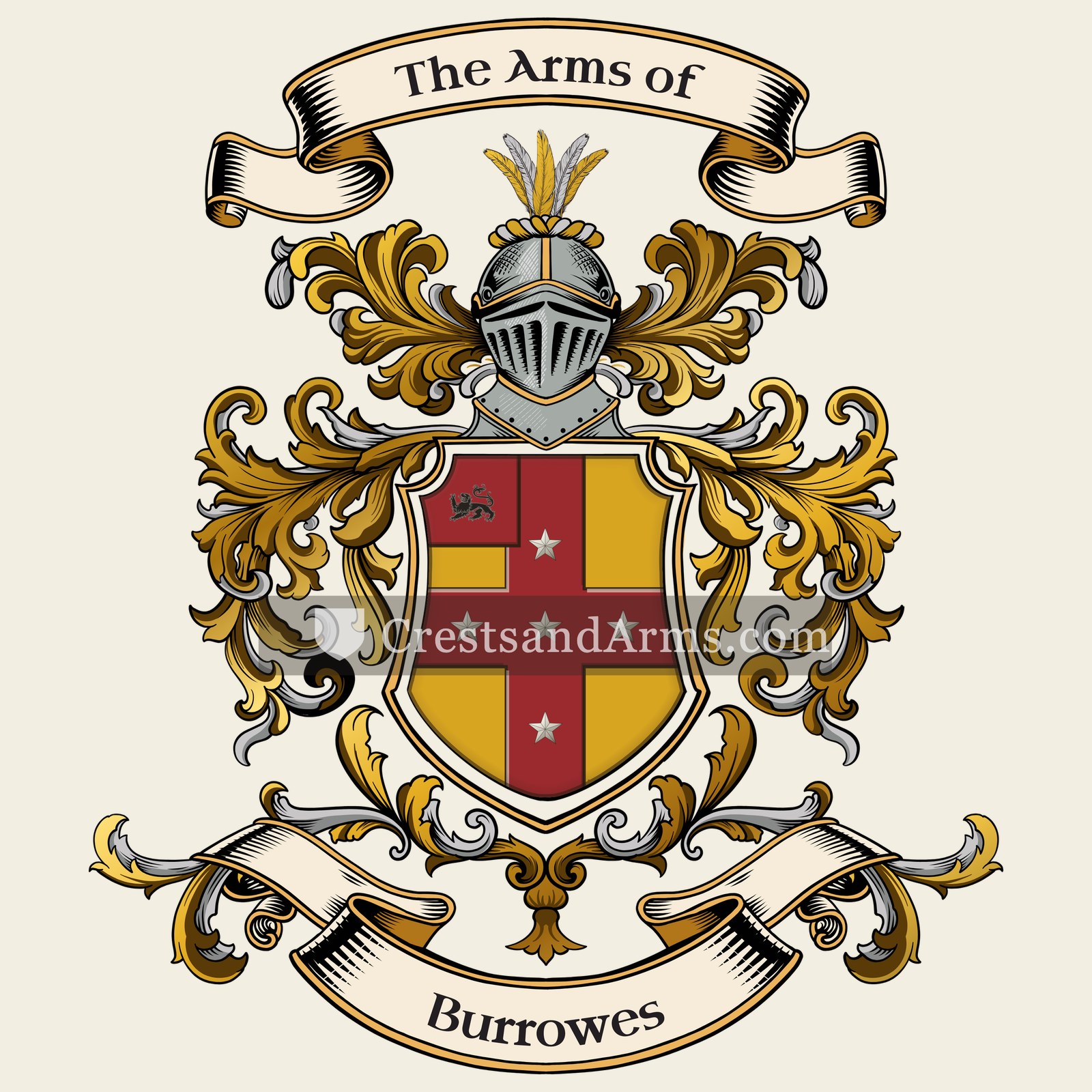 The Burrowes coat of arms, drawn from the recorded blazon