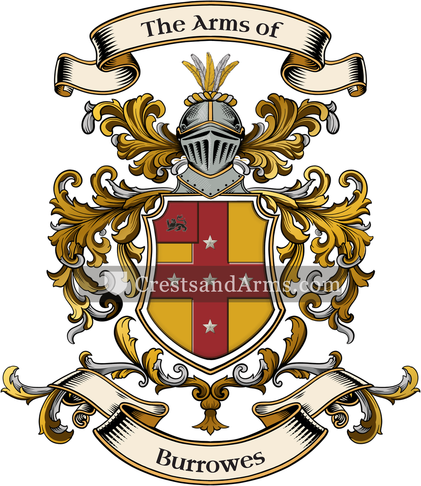 The Burrowes coat of arms, drawn from the recorded blazon