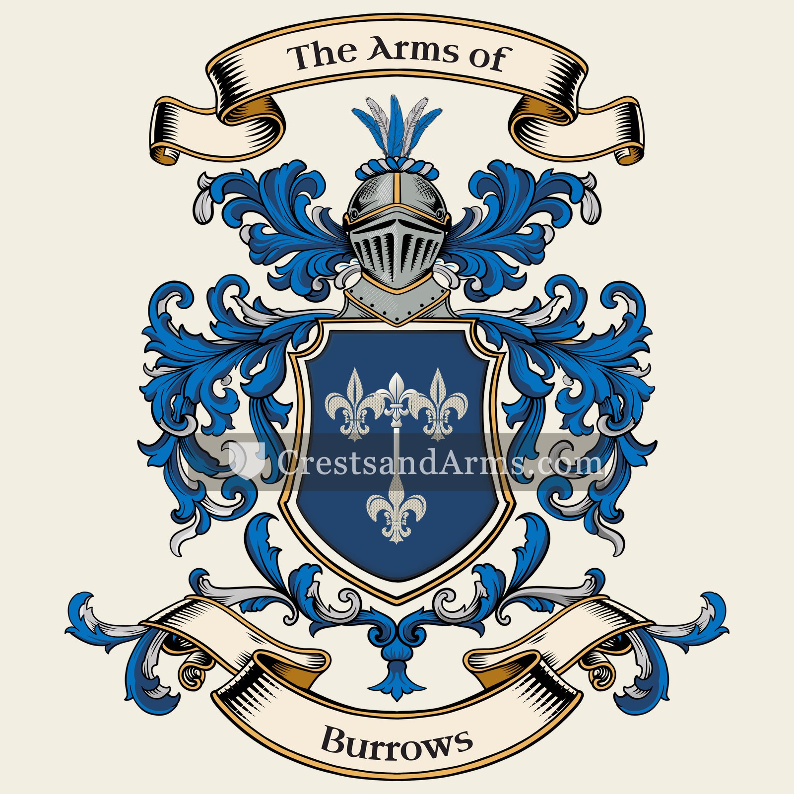 The Burrows coat of arms, drawn from the recorded blazon