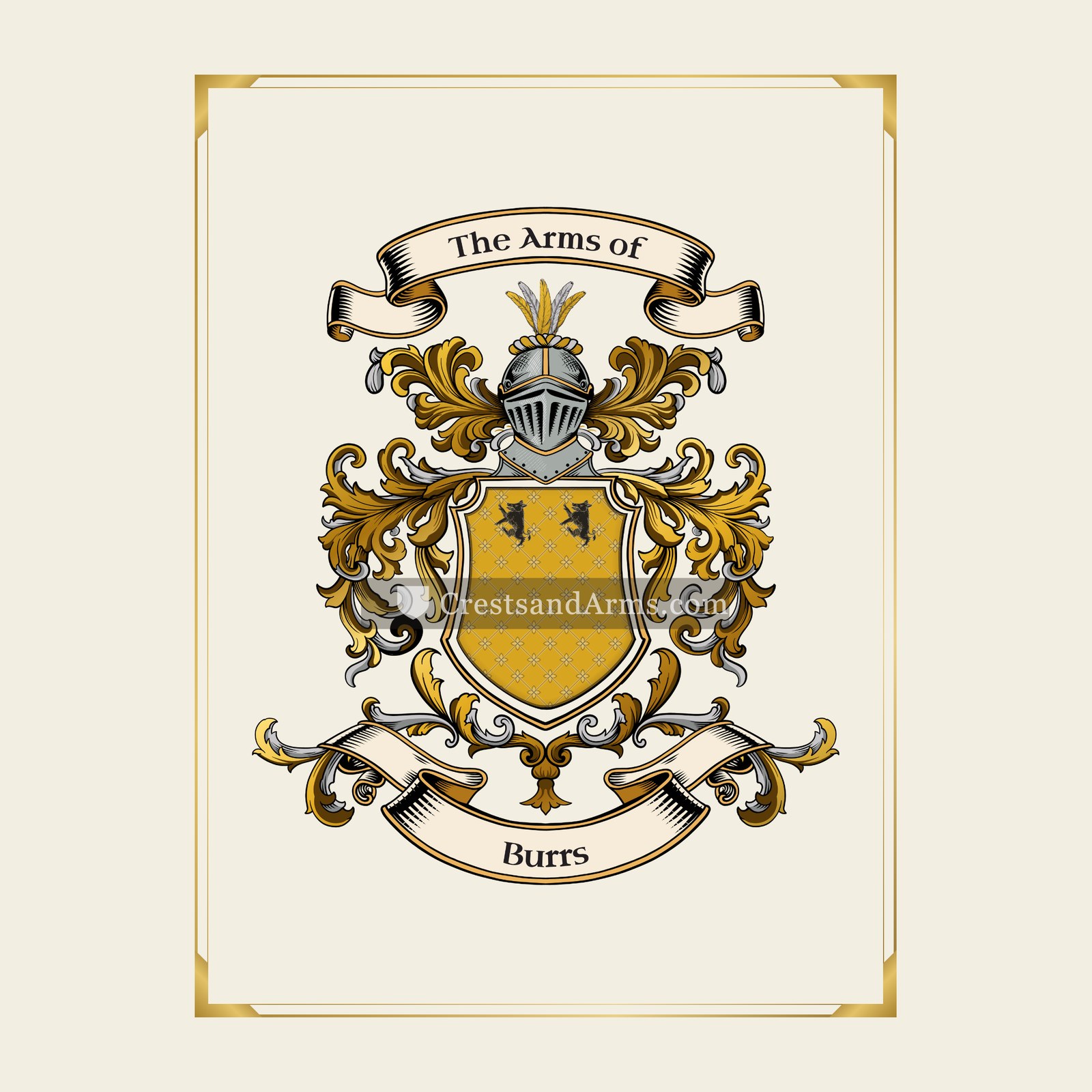 With gold border