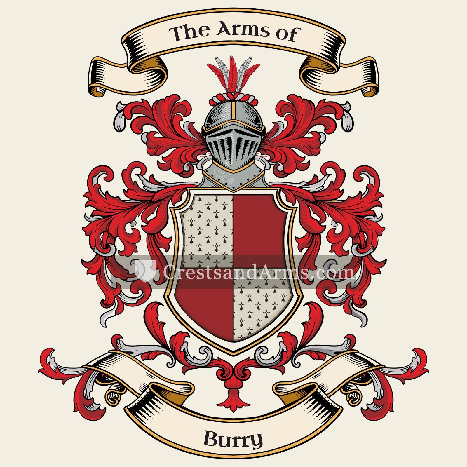 The Burry coat of arms, drawn from the recorded blazon