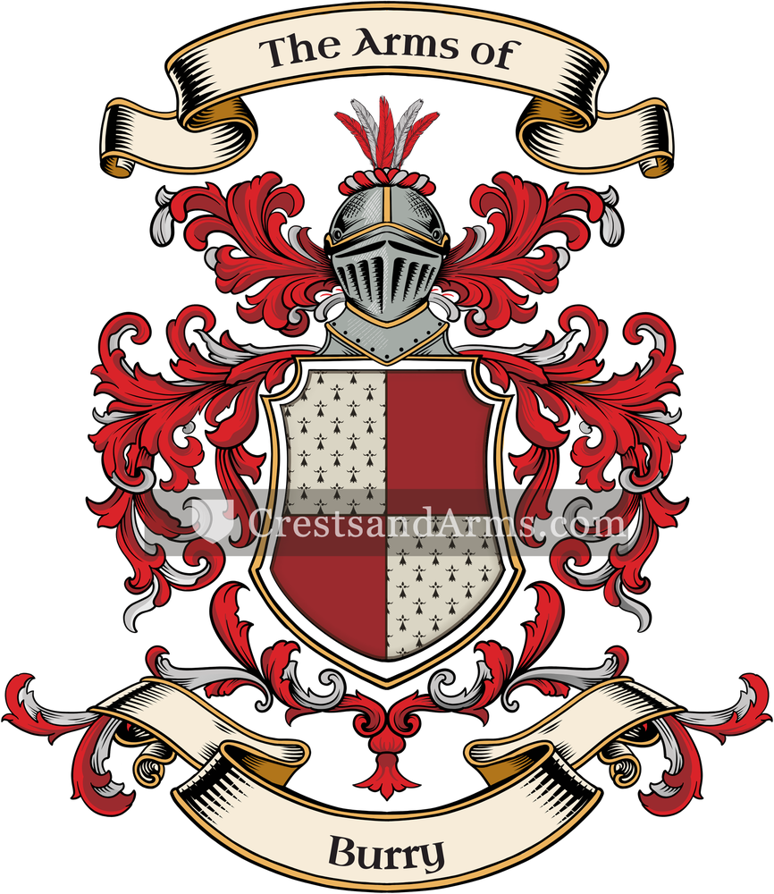 The Burry coat of arms, drawn from the recorded blazon