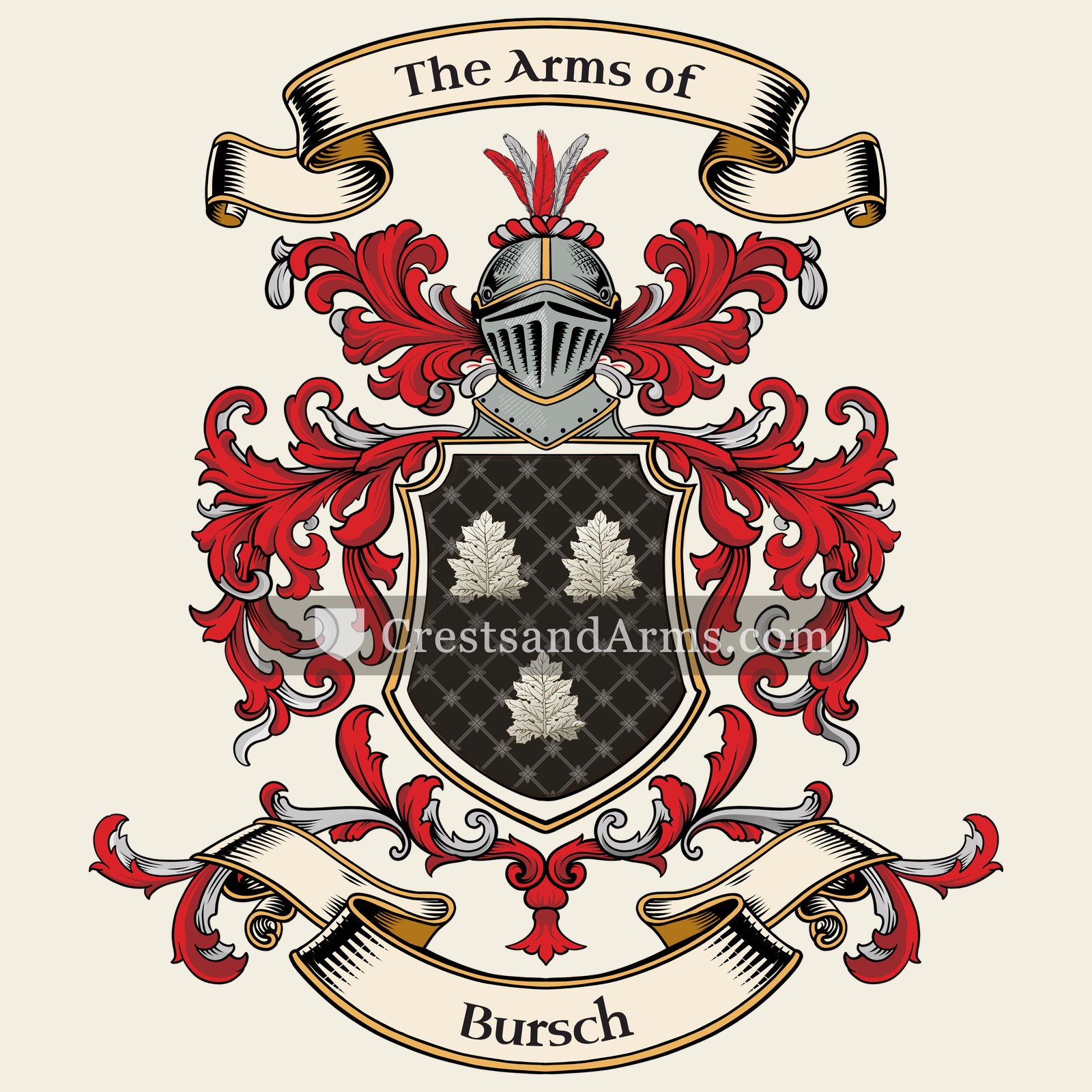 The Bursch coat of arms, drawn from the recorded blazon
