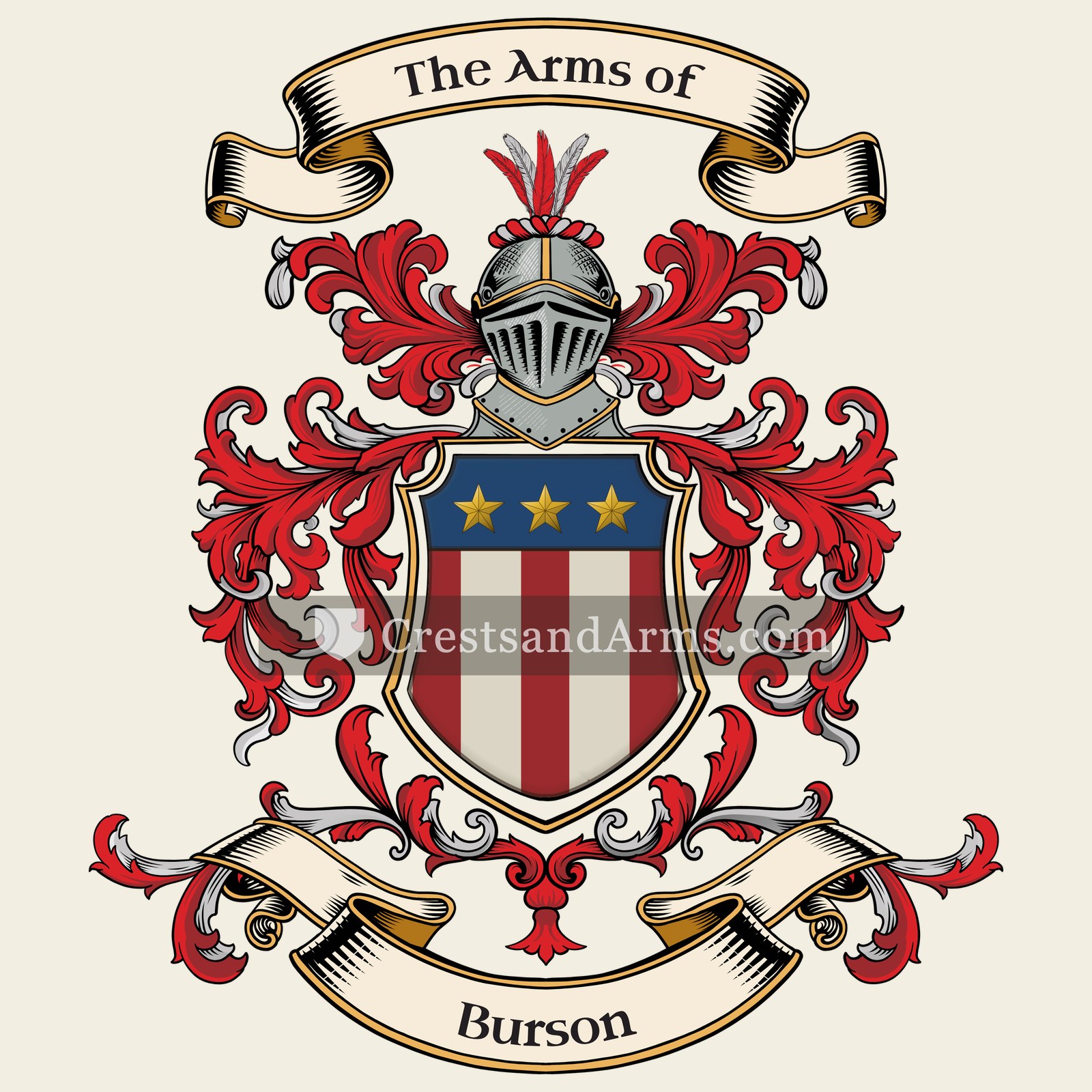 The Burson coat of arms, drawn from the recorded blazon