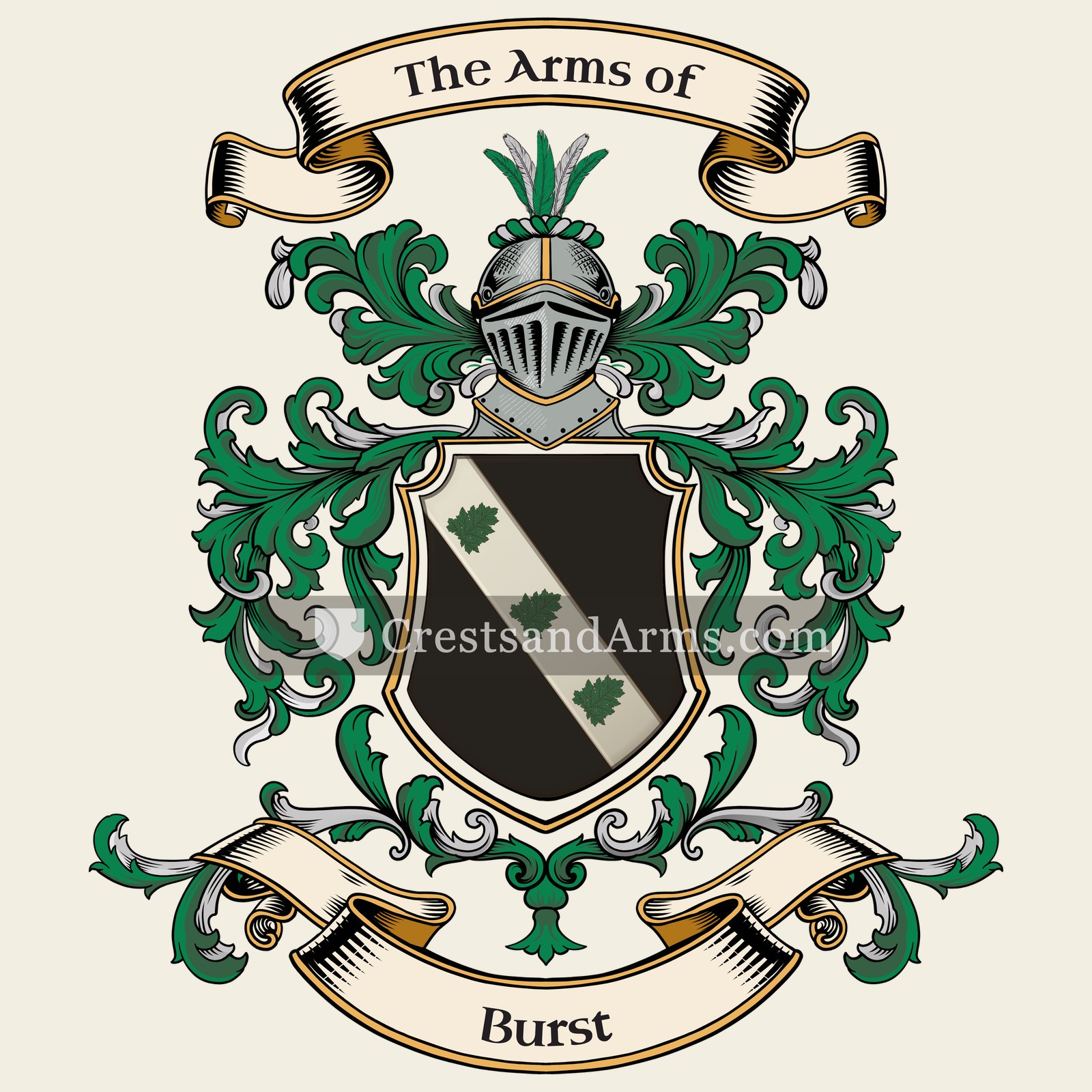 The Burst coat of arms, drawn from the recorded blazon