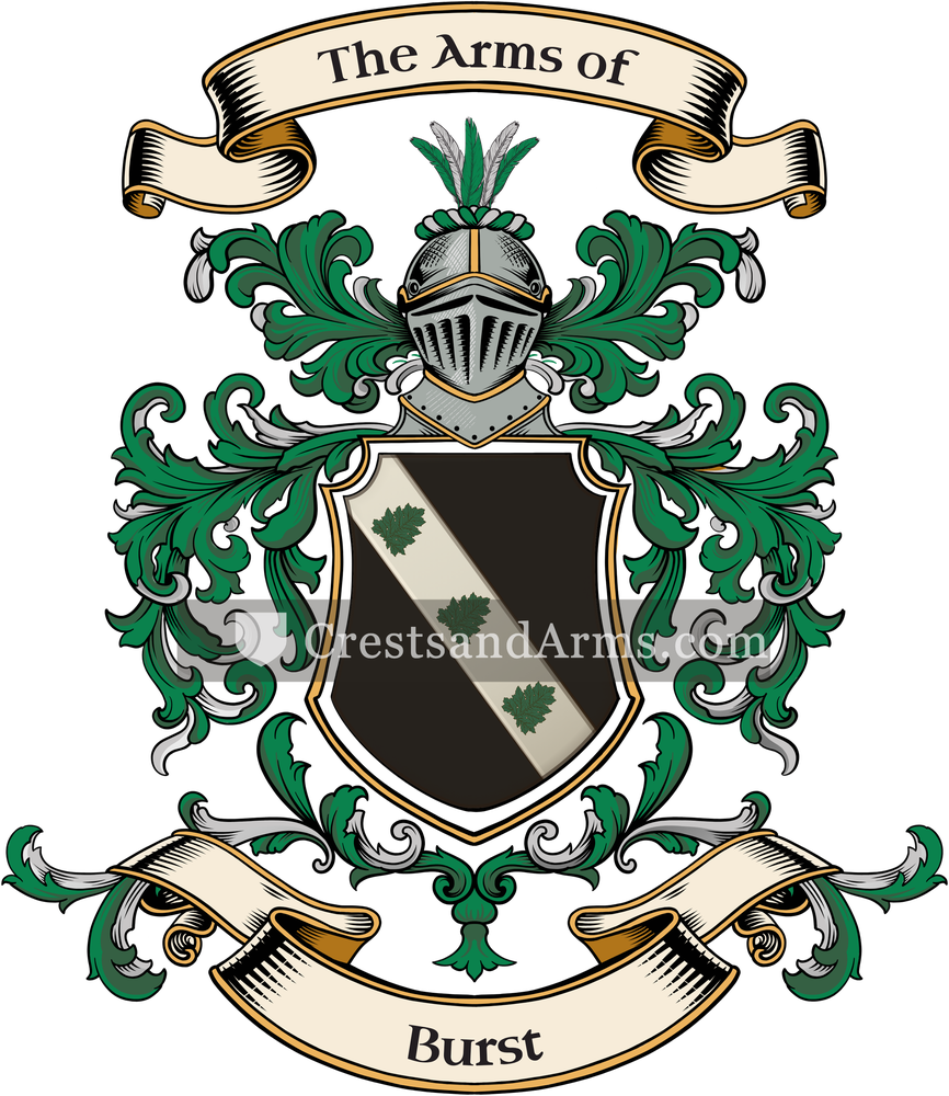 The Burst coat of arms, drawn from the recorded blazon