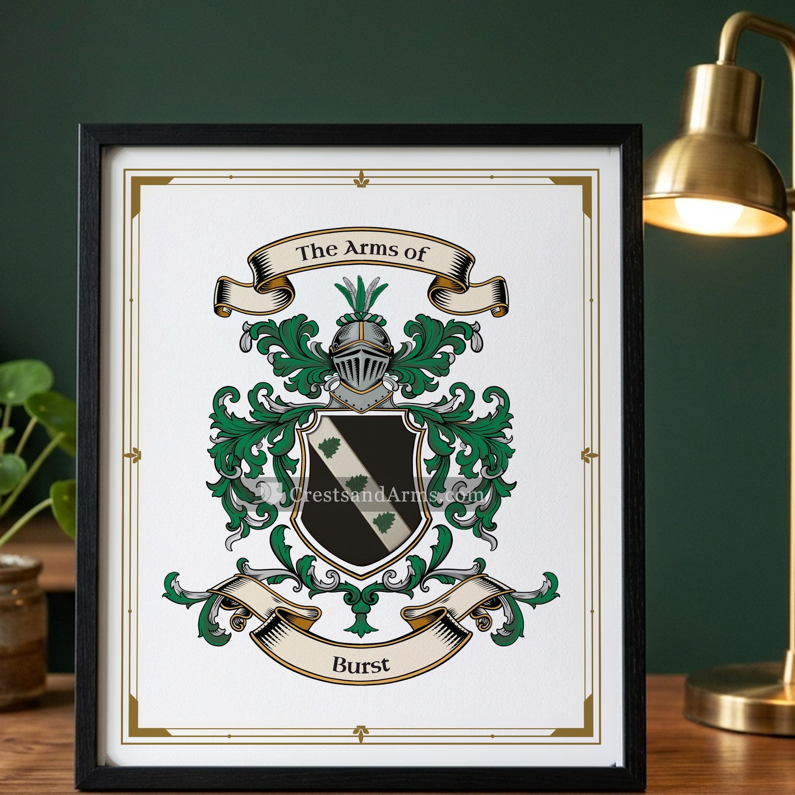 The Burst arms on the framed, black wood