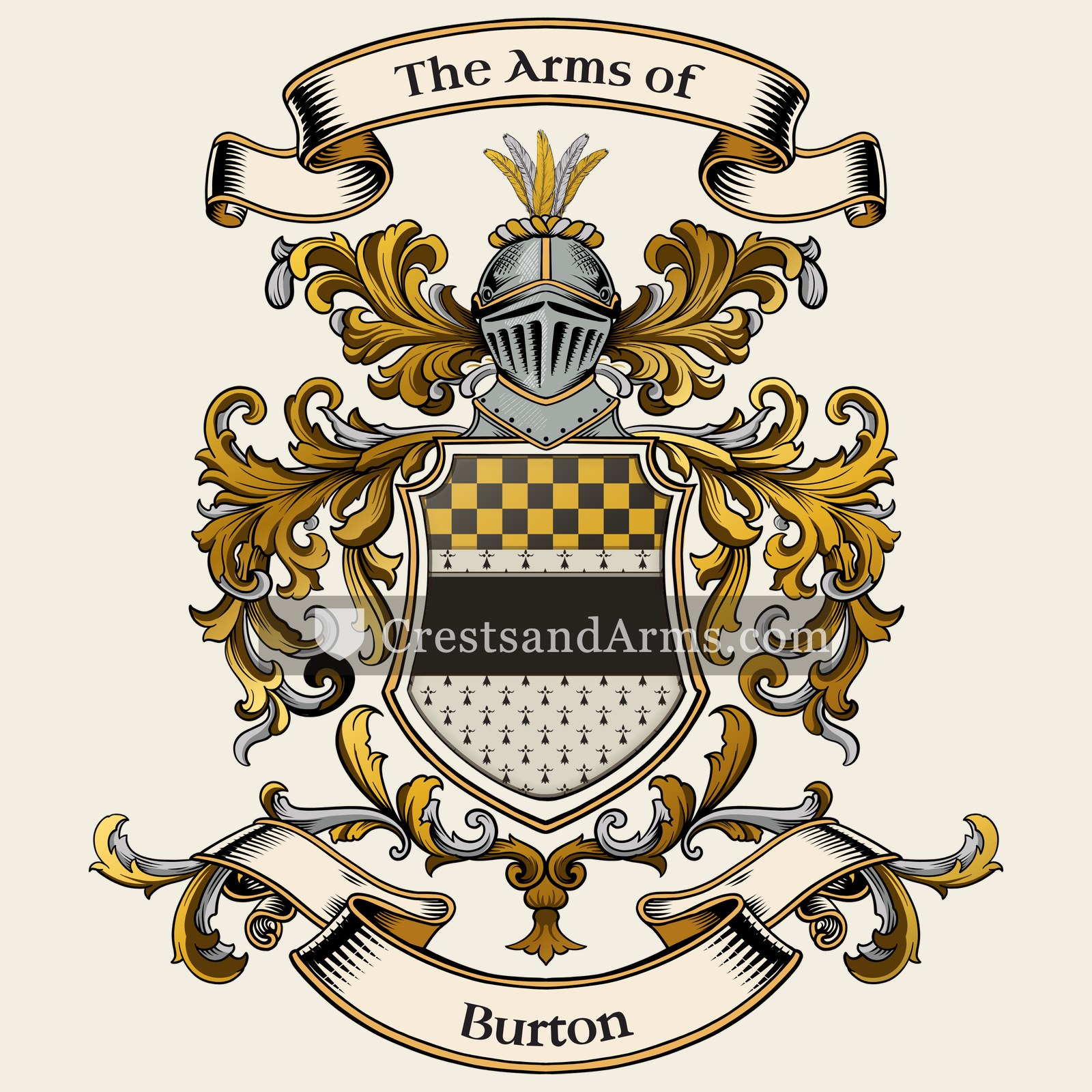 The Burton coat of arms, drawn from the recorded blazon