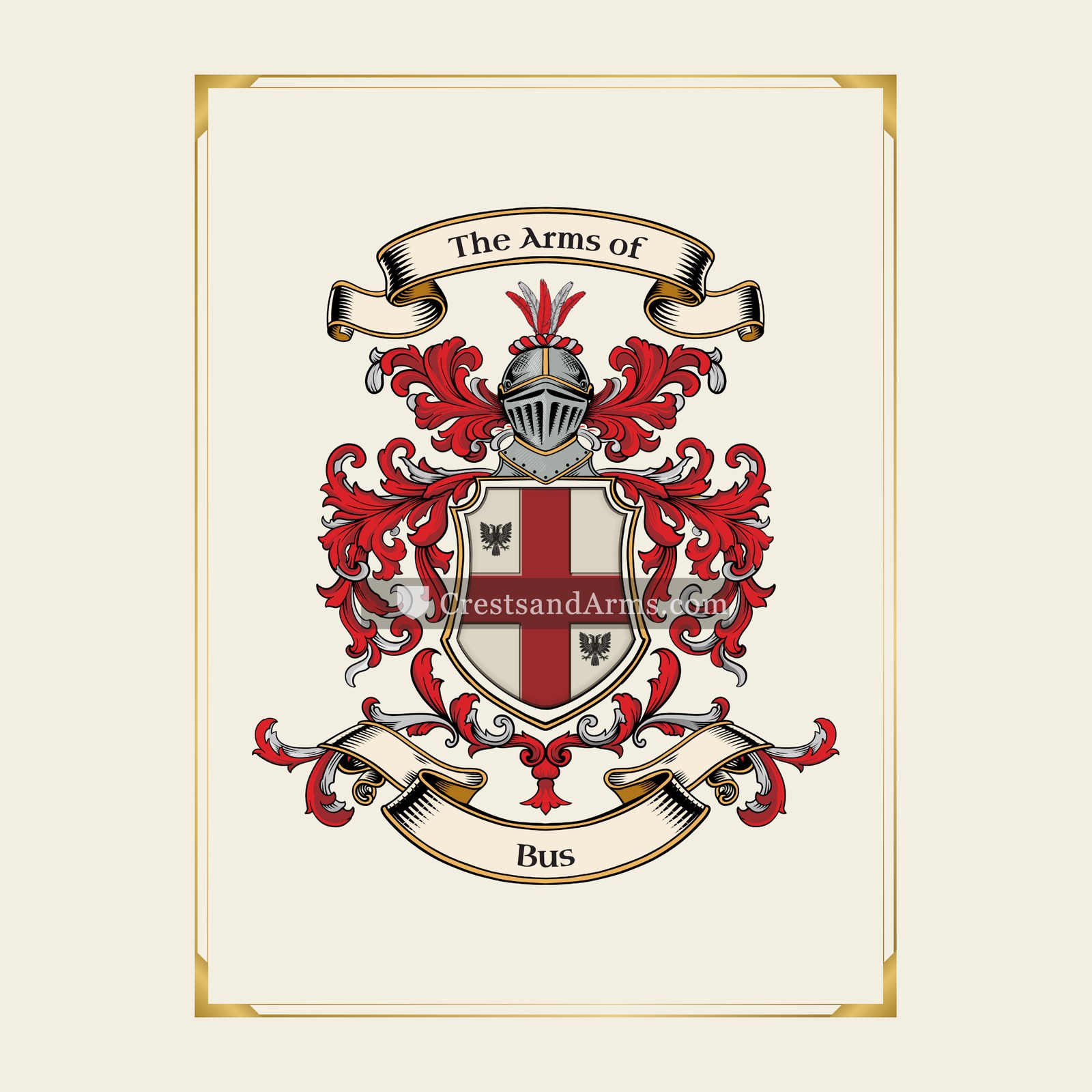 With gold border
