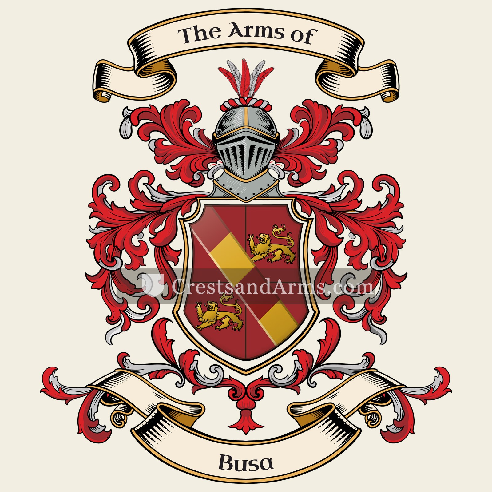 The Busa coat of arms, drawn from the recorded blazon