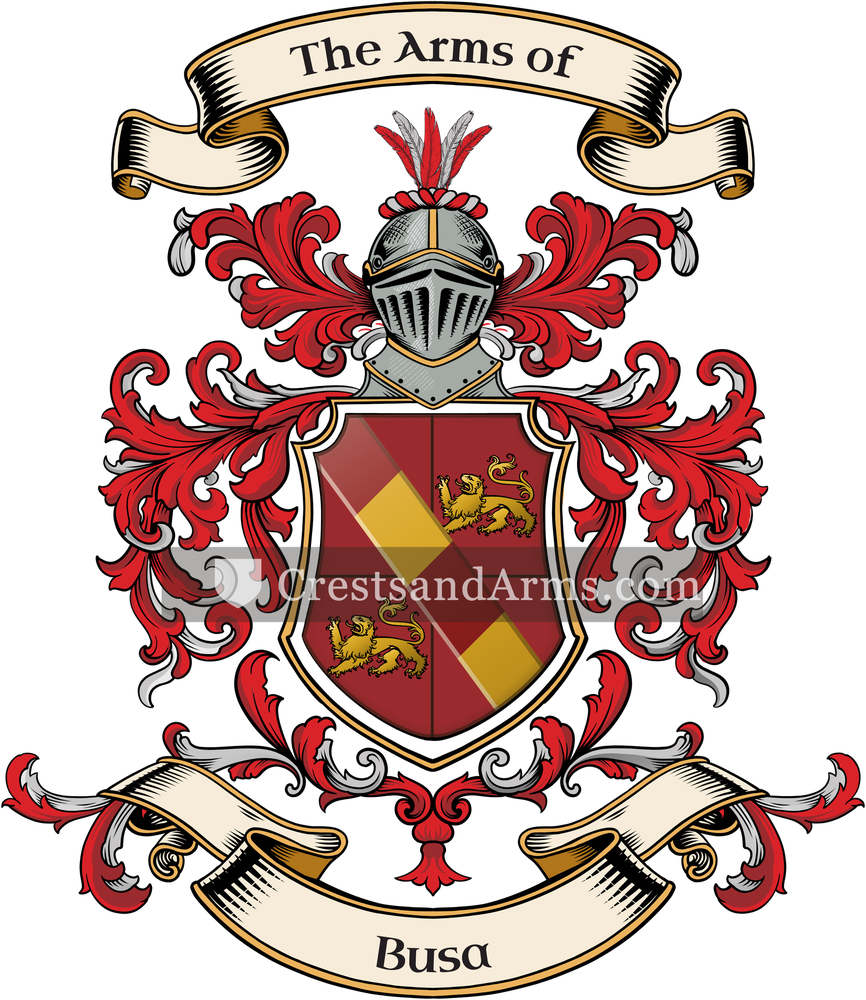The Busa coat of arms, drawn from the recorded blazon
