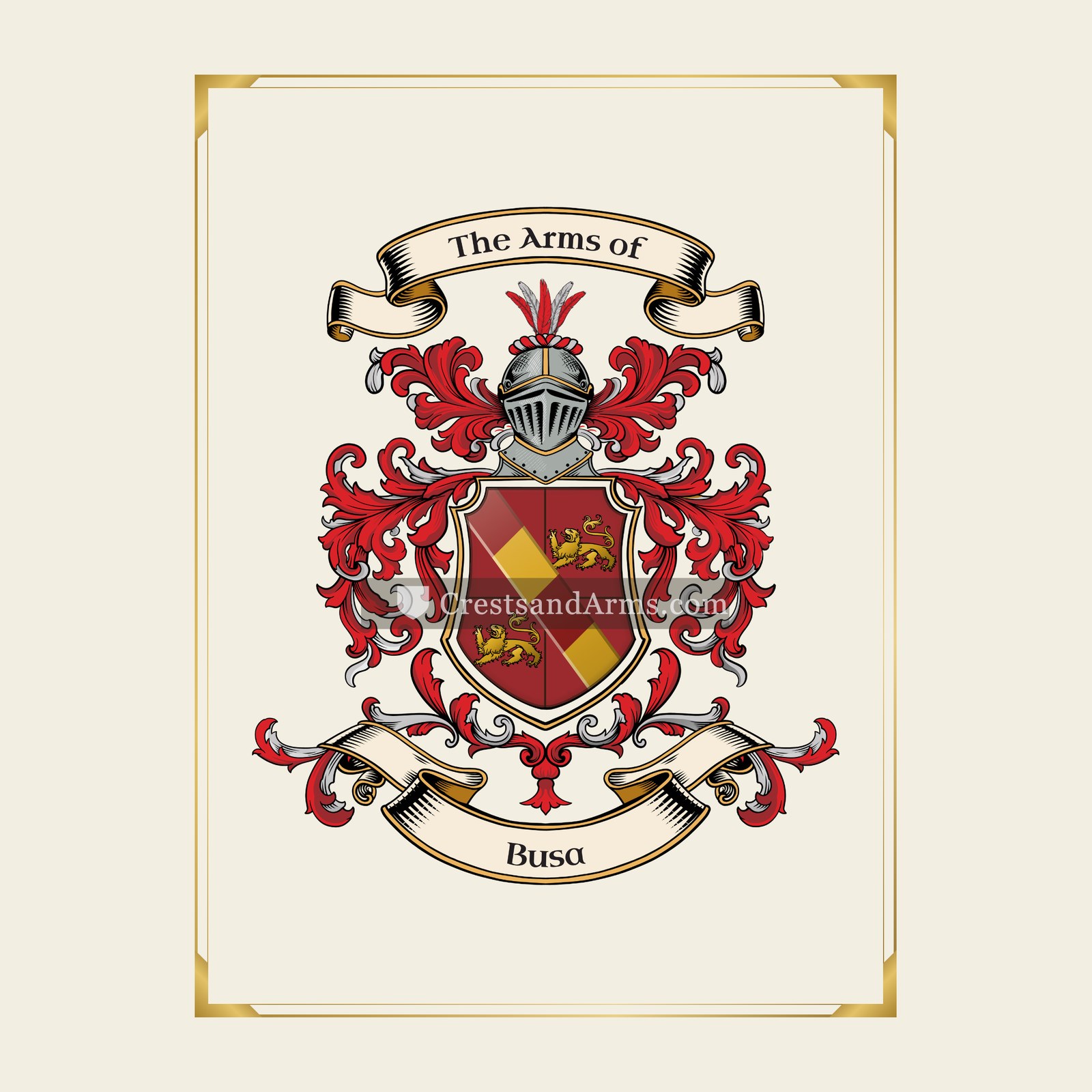 With gold border