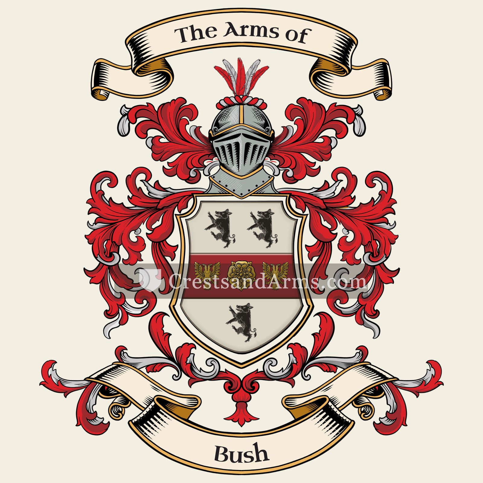 The Bush coat of arms, drawn from the recorded blazon