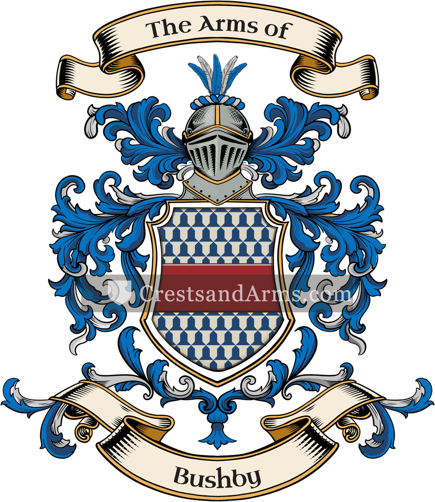 The Bushby coat of arms, drawn from the recorded blazon