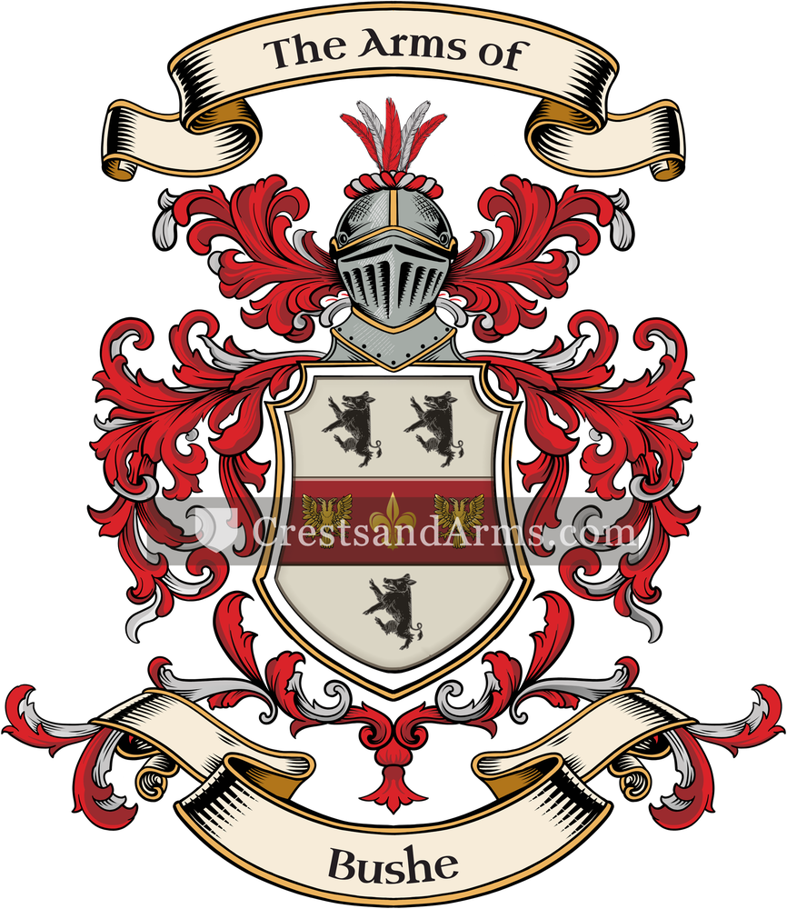 The Bushe coat of arms, drawn from the recorded blazon