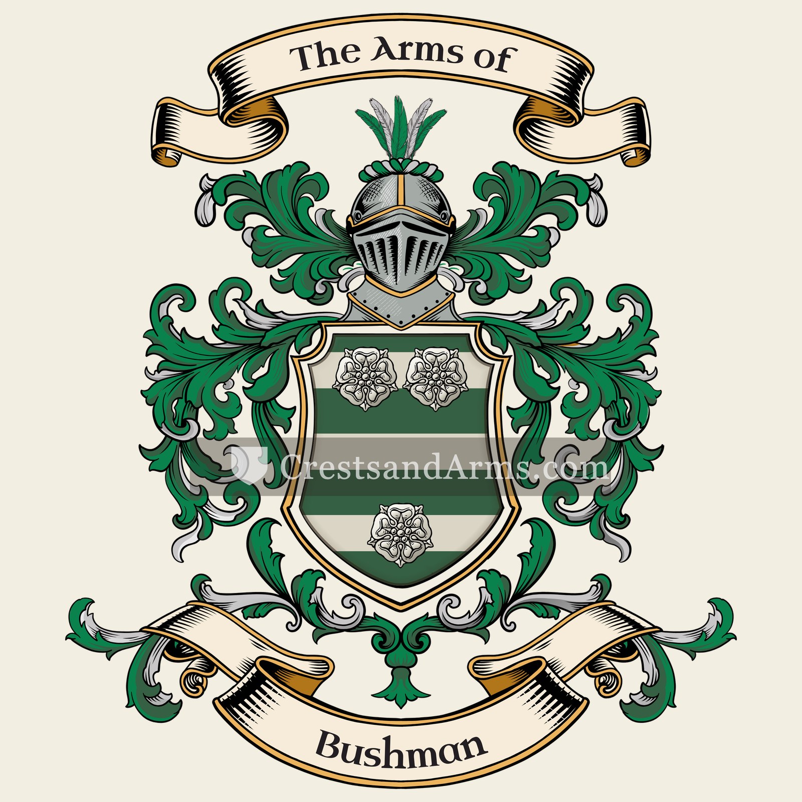 The Bushman coat of arms, drawn from the recorded blazon