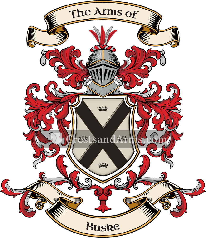 The Buske coat of arms, drawn from the recorded blazon