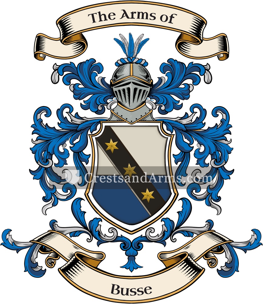 The Busse coat of arms, drawn from the recorded blazon