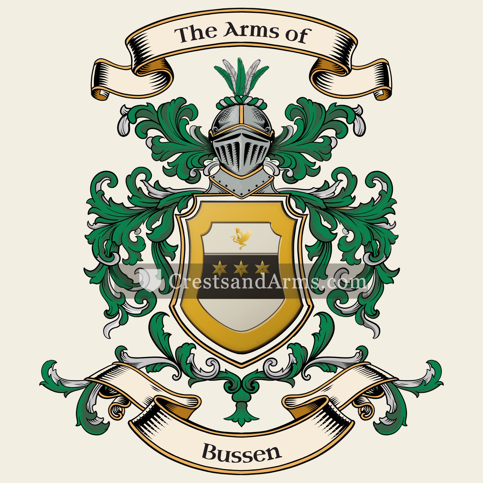 The Bussen coat of arms, drawn from the recorded blazon