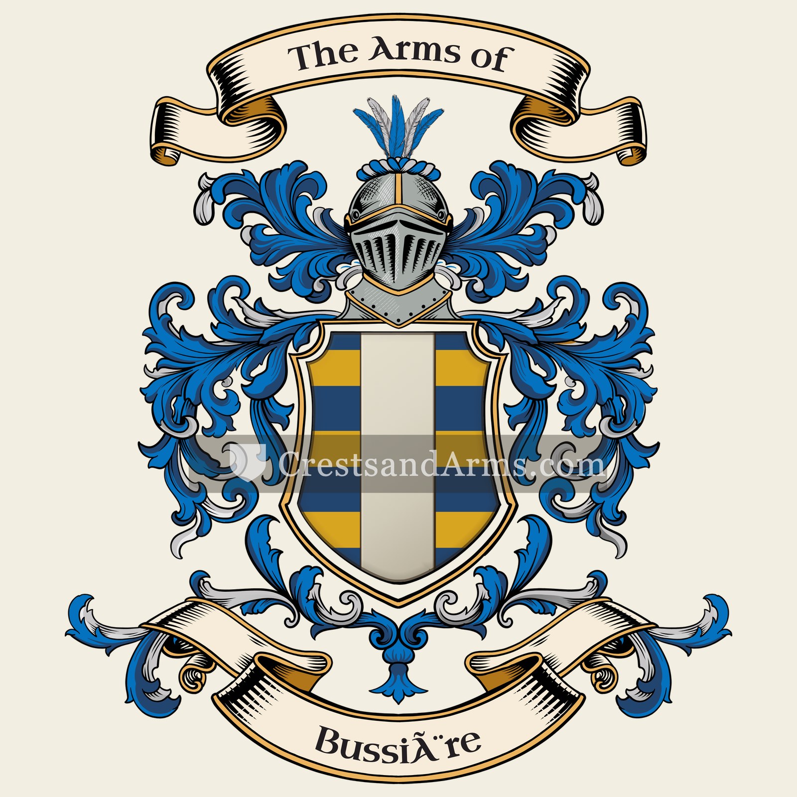 The Bussière coat of arms, drawn from the recorded blazon