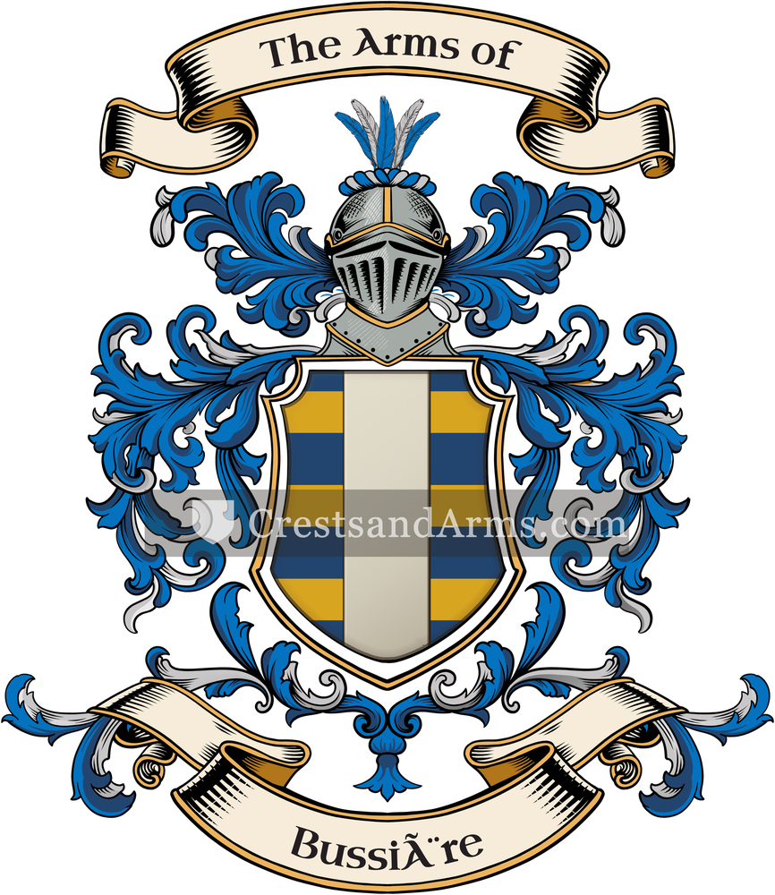 The Bussière coat of arms, drawn from the recorded blazon