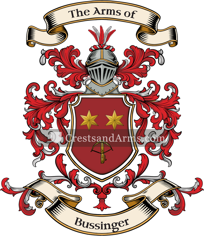 The Bussinger coat of arms, drawn from the recorded blazon