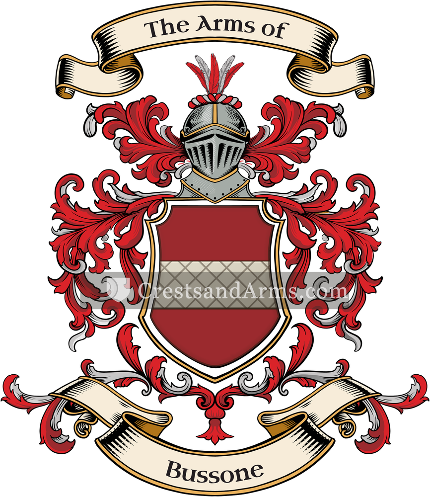 The Bussone coat of arms, drawn from the recorded blazon