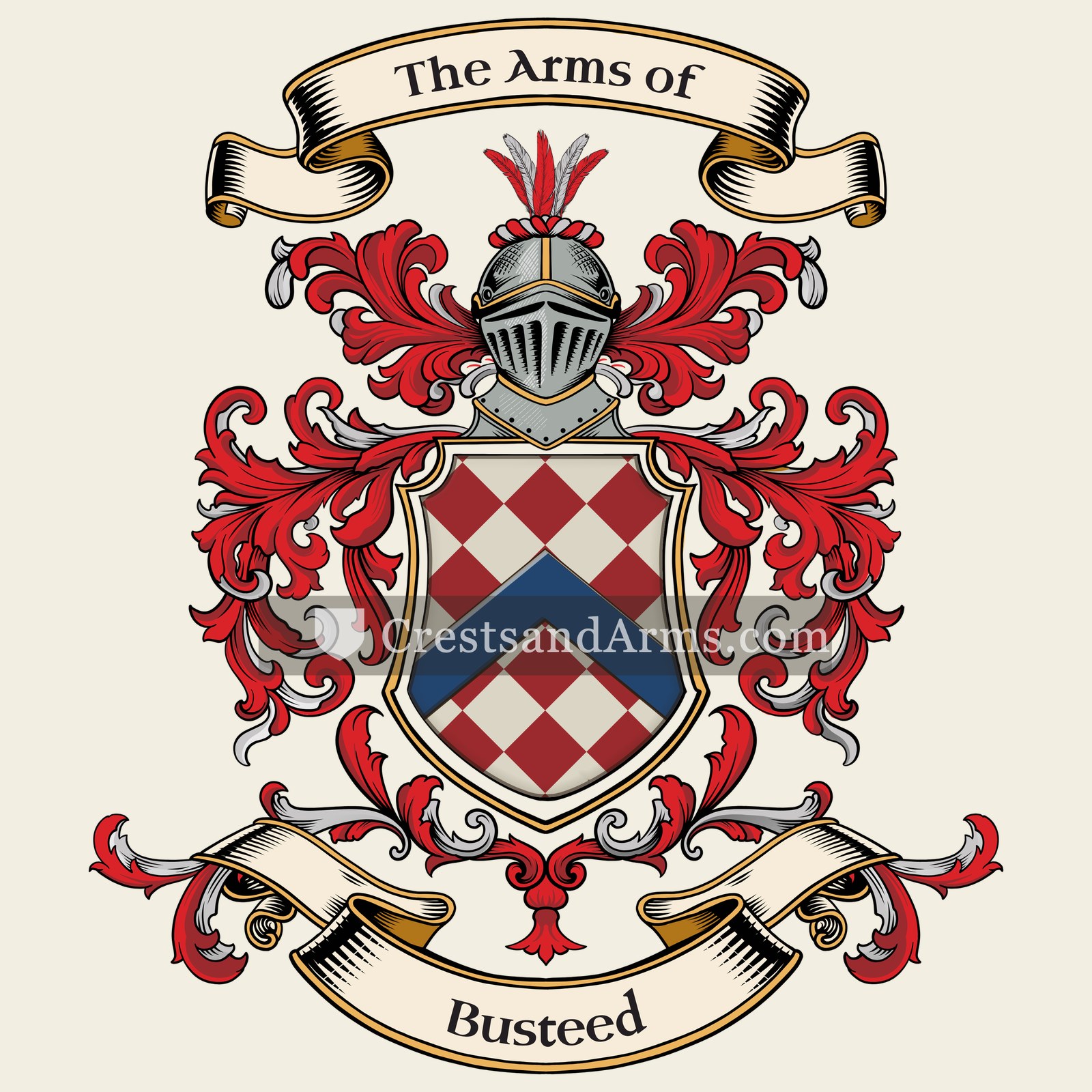 The Busteed coat of arms, drawn from the recorded blazon