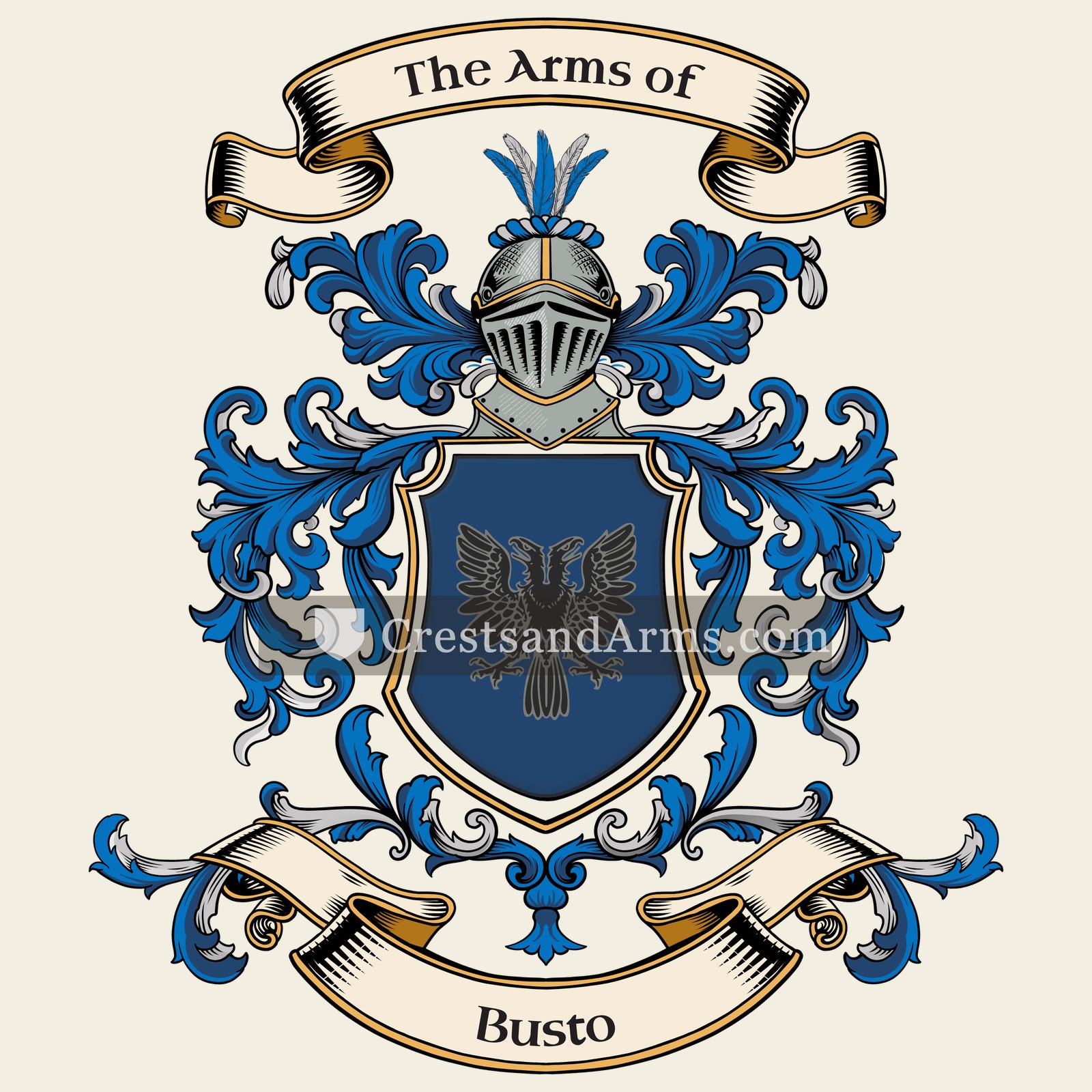 The Busto coat of arms, drawn from the recorded blazon