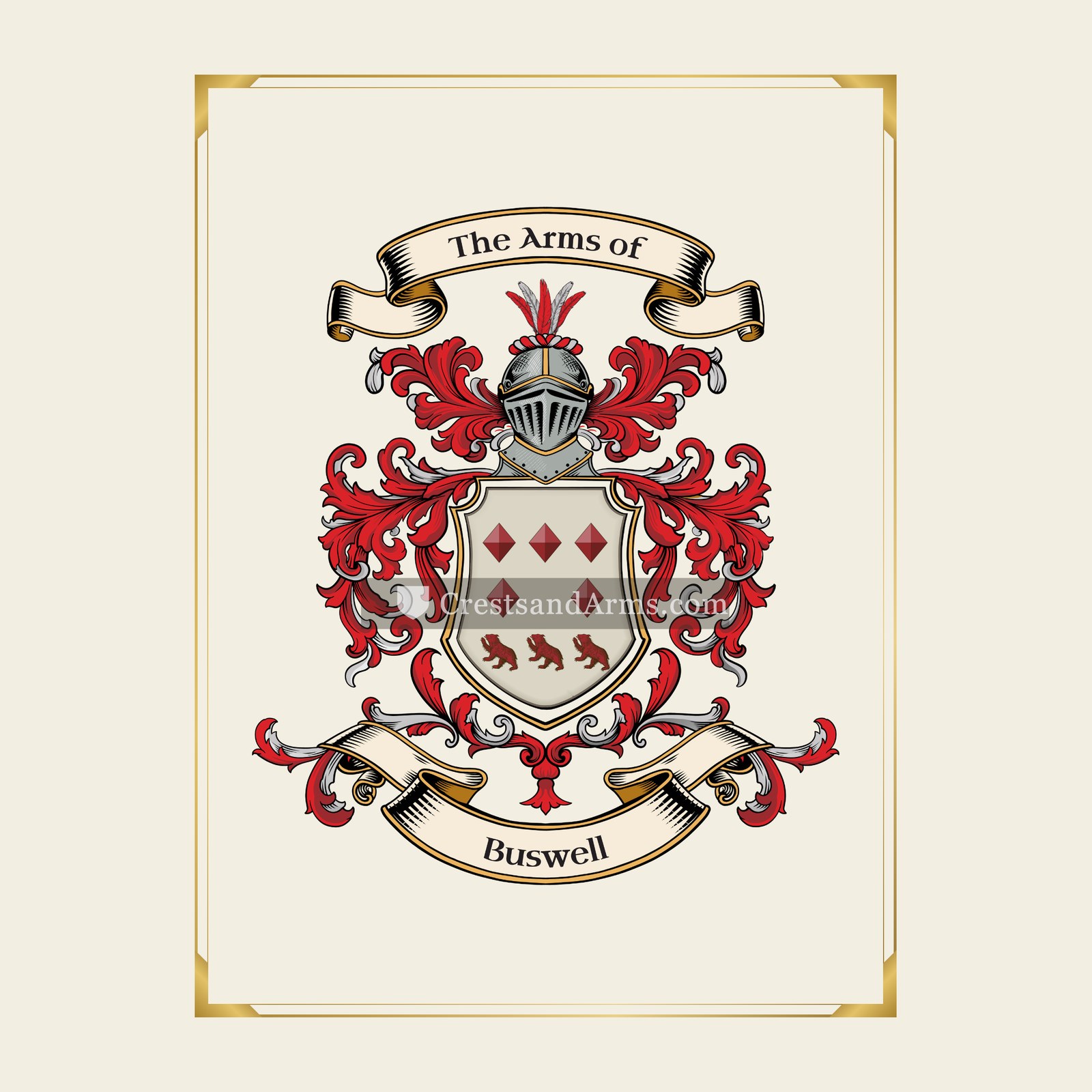 With gold border