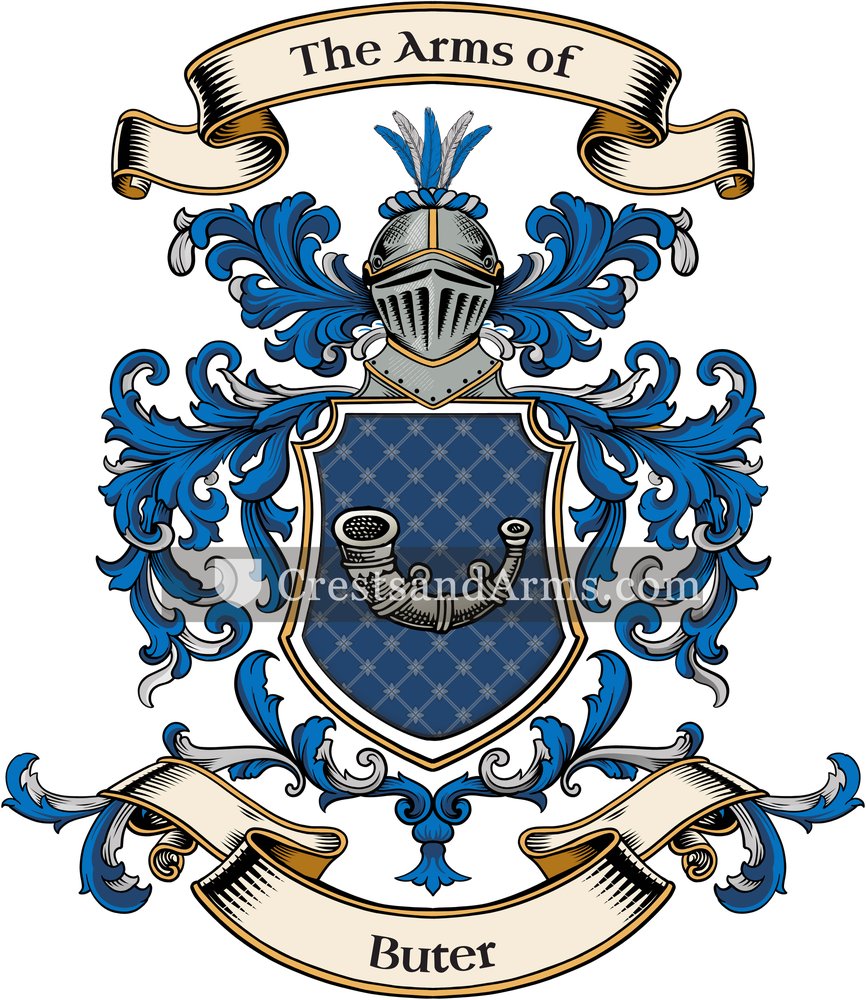 The Buter coat of arms, drawn from the recorded blazon
