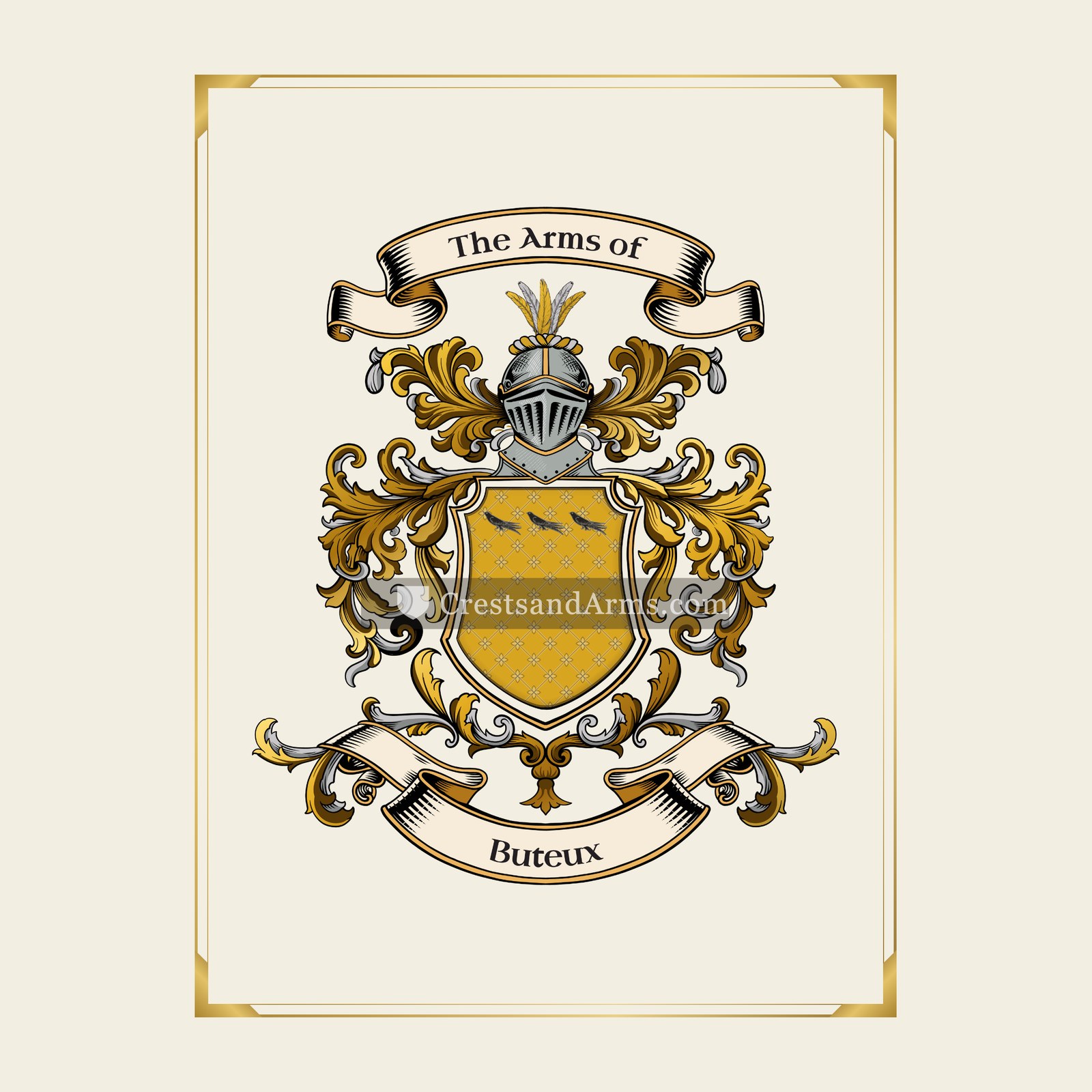 With gold border