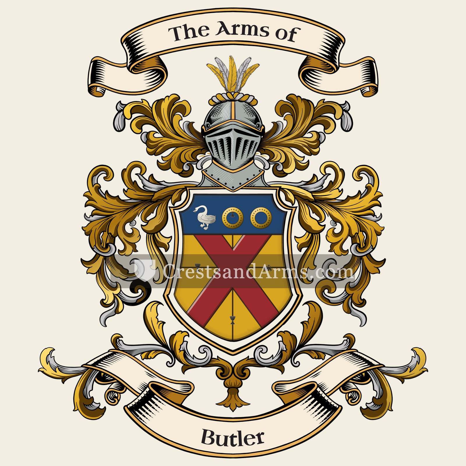 The Butler coat of arms, drawn from the recorded blazon