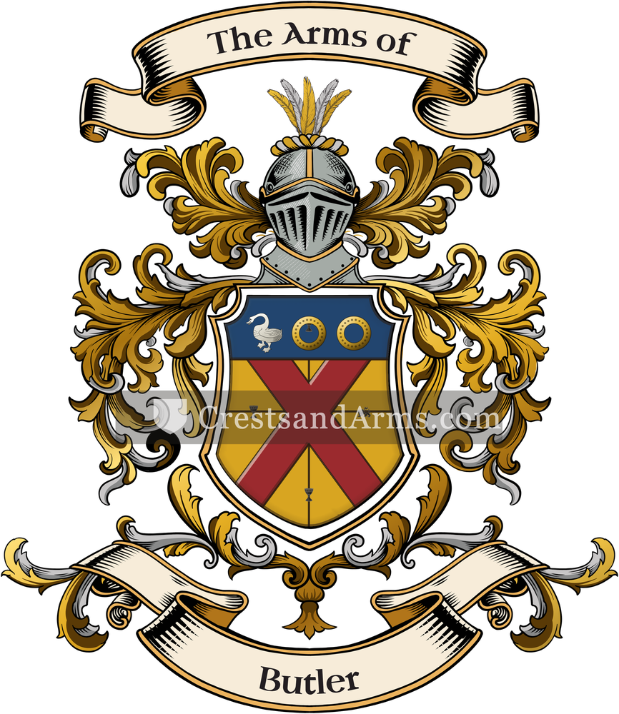 The Butler coat of arms, drawn from the recorded blazon