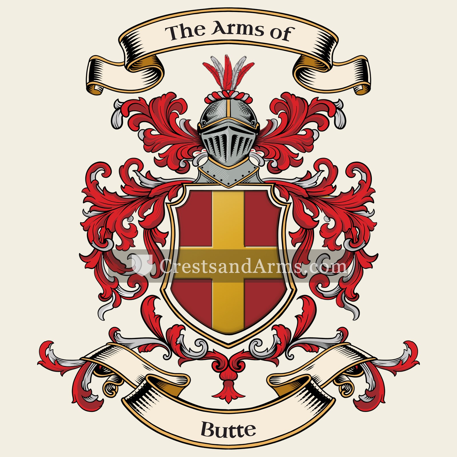 The Butte coat of arms, drawn from the recorded blazon