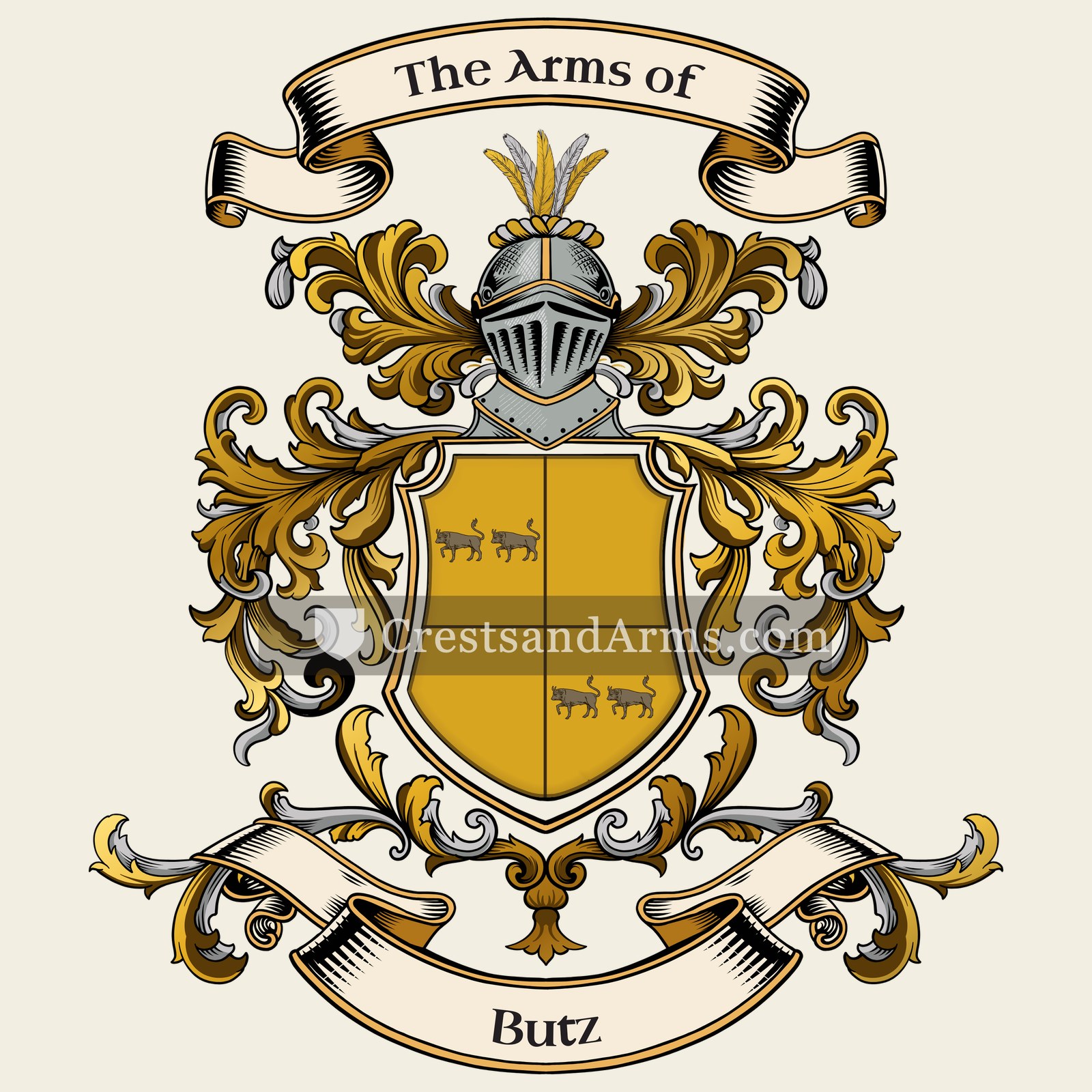 The Butz coat of arms, drawn from the recorded blazon