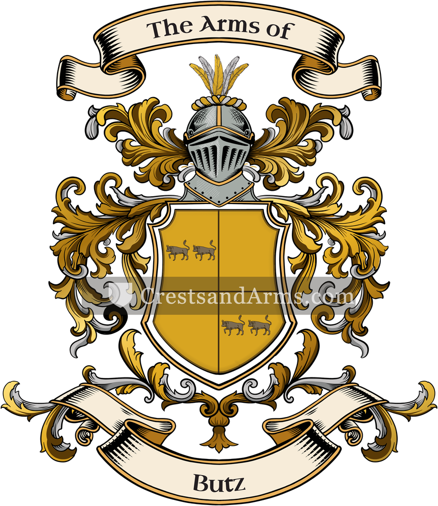 The Butz coat of arms, drawn from the recorded blazon