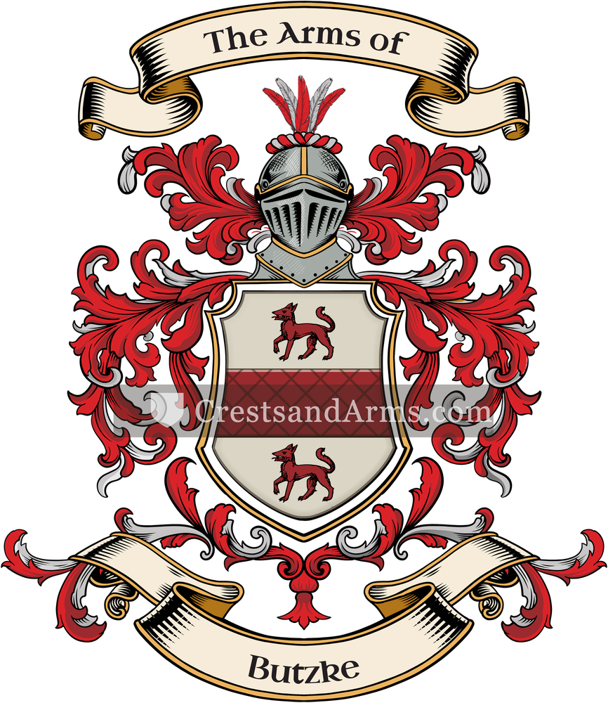 The Butzke coat of arms, drawn from the recorded blazon