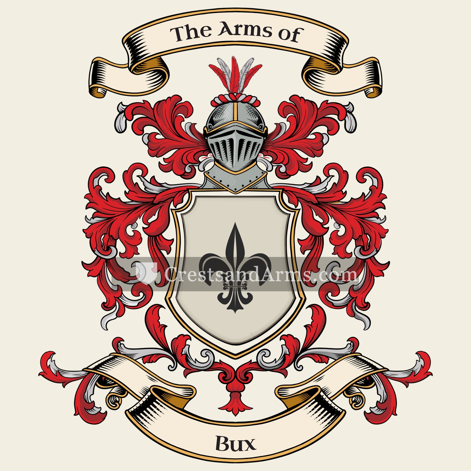 The Bux coat of arms, drawn from the recorded blazon