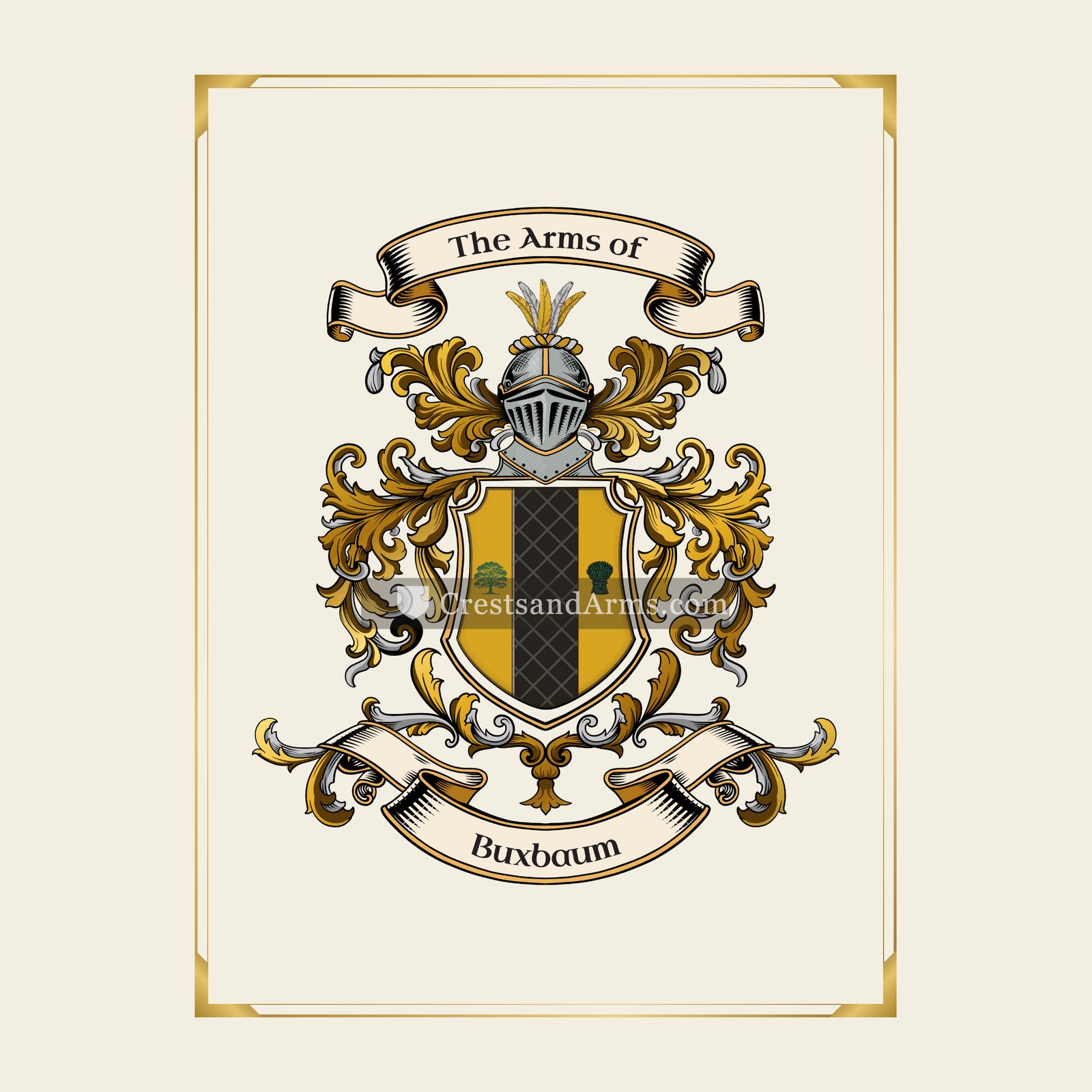 With gold border