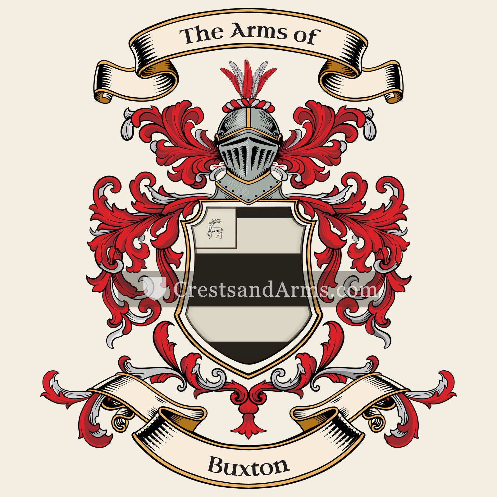 The Buxton coat of arms, drawn from the recorded blazon