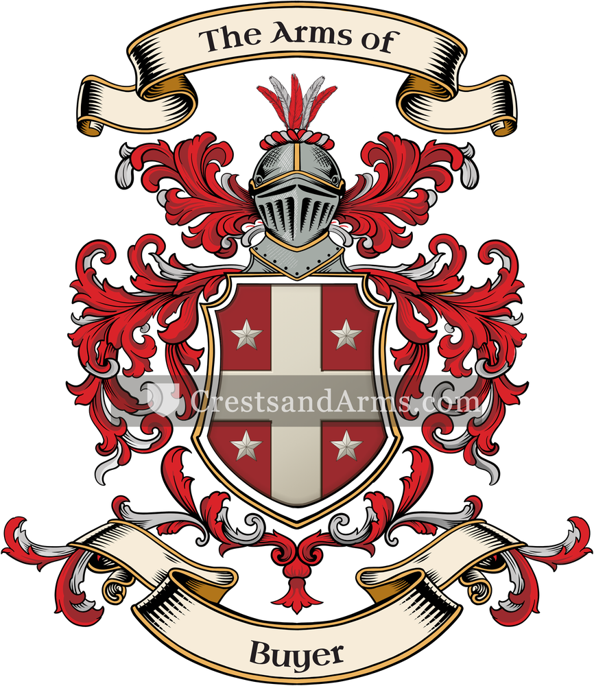 The Buyer coat of arms, drawn from the recorded blazon