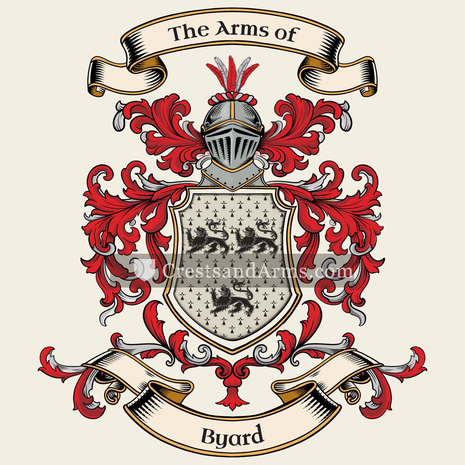 The Byard coat of arms, drawn from the recorded blazon