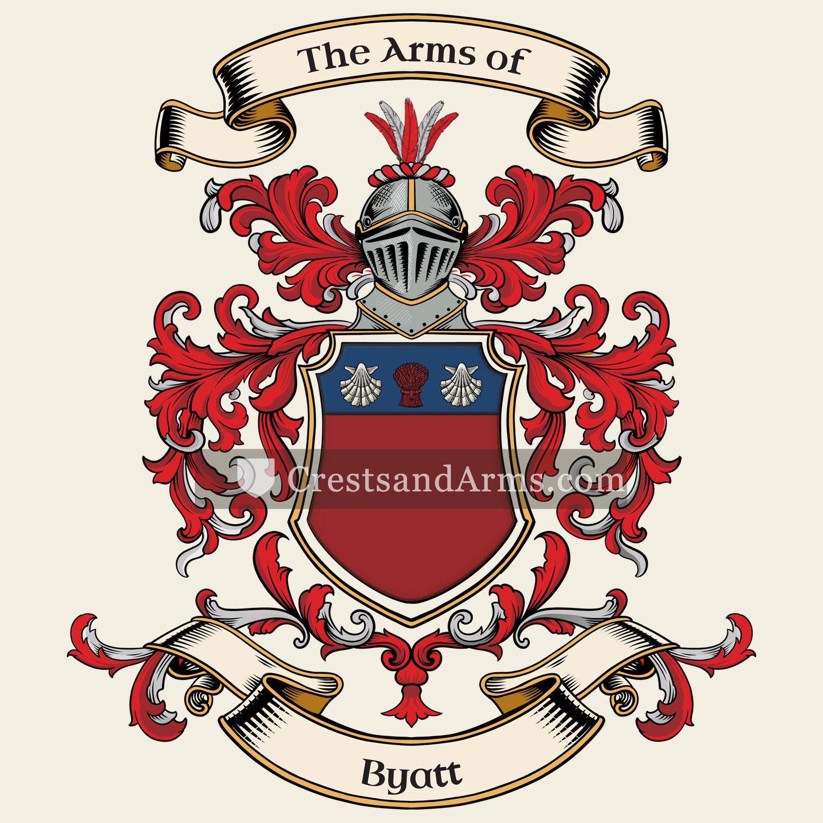 The Byatt coat of arms, drawn from the recorded blazon