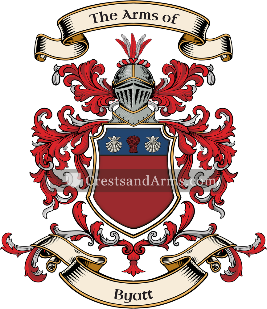 The Byatt coat of arms, drawn from the recorded blazon