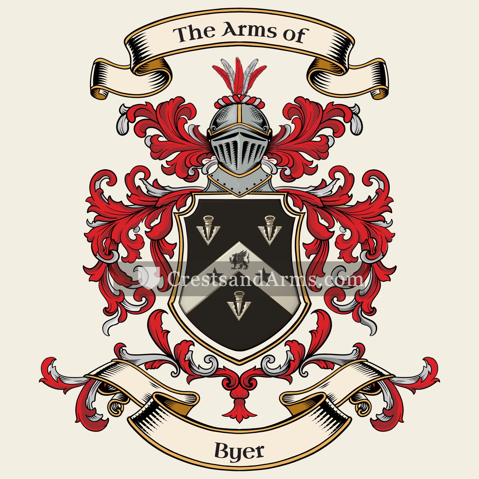 The Byer coat of arms, drawn from the recorded blazon