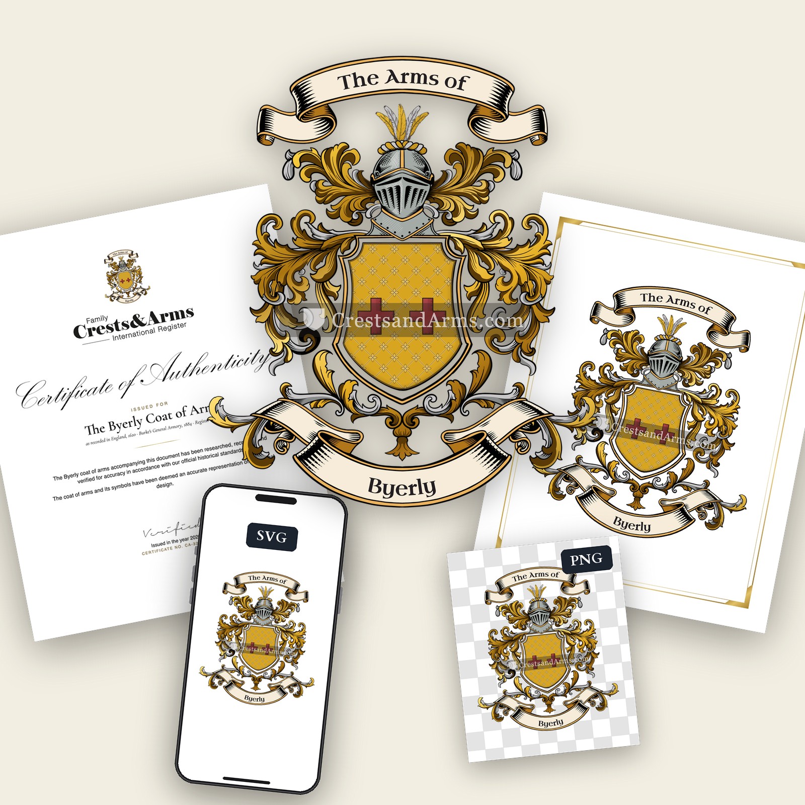 The Byerly arms on the coat of arms — digital pack